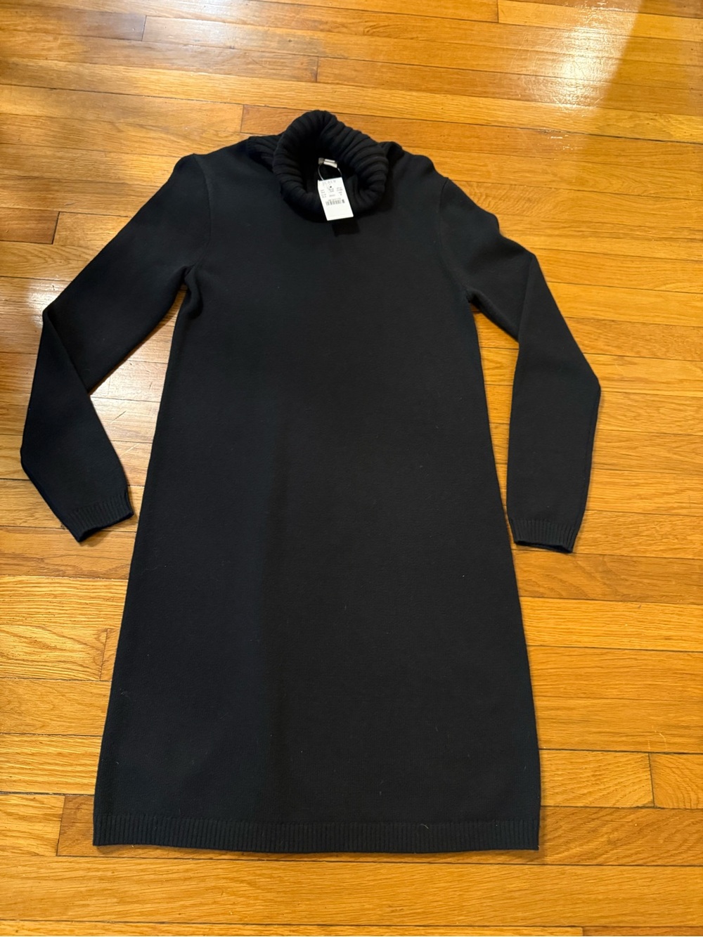 NWT J.Crew Black Knit Turtleneck Sweater Dress S Wool Blend Preppy Minimalist